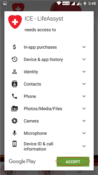 LifeAssyst Install APK - Accept